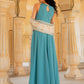 Rajwada Sky Blue Georgette Sequins Embroidered Stitched Gown For Women