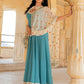 Rajwada Sky Blue Georgette Sequins Embroidered Stitched Gown For Women