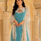Rajwada Sky Blue Georgette Sequins Embroidered Stitched Gown For Women