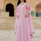 Rajwada Light Pink Georgette Thread Embroidered Stitched Gown For Women