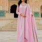 Rajwada Light Pink Georgette Thread Embroidered Stitched Gown For Women