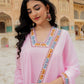 Rajwada Light Pink Georgette Thread Embroidered Stitched Gown For Women