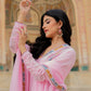 Rajwada Light Pink Georgette Thread Embroidered Stitched Gown For Women