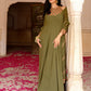 Rajwada Olive Green Georgette Embroidered Stitched Gown For Women