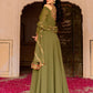 Rajwada Olive Green Georgette Embroidered Stitched Gown For Women
