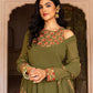 Rajwada Olive Green Georgette Embroidered Stitched Gown For Women