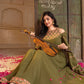 Rajwada Olive Green Georgette Embroidered Stitched Gown For Women