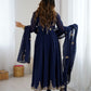 Rajwada Navy Blue Georgette Embroidered Stitched Kurta Set For Women