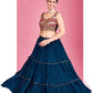 Rajwada Navy Blue Georgette Embellished  Stitched Lehenga Set  For Women