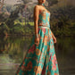 Rajwada Turquoise Georgette Printed Stitched Lehenga For Women
