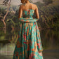 Rajwada Turquoise Georgette Printed Stitched Lehenga For Women