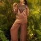 Rajwada Brown Silk Blend Embroidered Stitched Co-Ord Set For Women