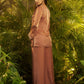 Rajwada Brown Silk Blend Embroidered Stitched Co-Ord Set For Women