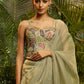 Rajwada Pista Green Silk Blend Solid Saree For Women