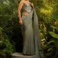 Rajwada Olive Green Silk Blend Solid Saree For Women