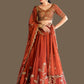 Rajwada Rust Orange Silk Semi Stiched Lehanga For Women