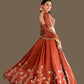 Rajwada Rust Orange Silk Semi Stiched Lehanga For Women
