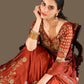 Rajwada Rust Orange Silk Semi Stiched Lehanga For Women