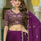 Rajwada Wine Silk Blend Embellished Lehenga For Women