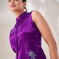 Rajwada Purple Silk Blend Embroidered Top For Women