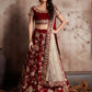 Rajwada Maroon Velvet  Embroidered  Semi-Stitched Lehenga With Unstitched Blouse For Women