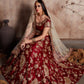 Rajwada Maroon Velvet  Embroidered  Semi-Stitched Lehenga With Unstitched Blouse For Women