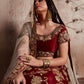 Rajwada Maroon Velvet  Embroidered  Semi-Stitched Lehenga With Unstitched Blouse For Women