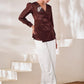 Rajwada Brown Silk Blend Embroidered Top For Women
