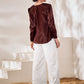 Rajwada Brown Silk Blend Embroidered Top For Women