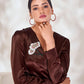 Rajwada Brown Silk Blend Embroidered Top For Women