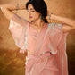 Rajwada Pink Solid Organza Ready To Wear Saree With Stitched Blouse For Women