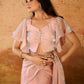 Rajwada Pink Solid Organza Ready To Wear Saree With Stitched Blouse For Women