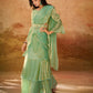 Rajwada Green Solid Organza Ready To Wear Saree With Stitched Blouse For Women