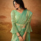 Rajwada Green Solid Organza Ready To Wear Saree With Stitched Blouse For Women