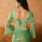 Rajwada Green Solid Organza Ready To Wear Saree With Stitched Blouse For Women