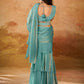 Rajwada Turquoise Solid Organza Ready To Wear Saree With Stitched Blouse For Women