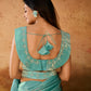 Rajwada Turquoise Solid Organza Ready To Wear Saree With Stitched Blouse For Women