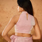 Rajwada Pink Solid Organza Ready To Wear Saree With Stitched Blouse For Women