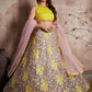 Rajwada Pink And Yellow Art Silk Embroidered Semi-Stitched Lehenga With Unstitched Blouse For Women
