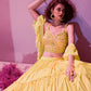 Rajwada Yellow Georgette Embellished Semi Stitched Lehenga With Unstitched Blouse For Women