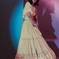 Rajwada Cream Georgette Embellished Semi Stitched Lehenga With Unstitched Blouse For Women