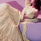 Rajwada Cream Georgette Embellished Semi Stitched Lehenga With Unstitched Blouse For Women