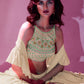 Rajwada Cream Georgette Embellished Semi Stitched Lehenga With Unstitched Blouse For Women