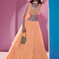 Rajwada Orange Georgette Embellished Semi Stitched Lehenga With Unstitched Blouse For Women