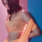 Rajwada Orange Georgette Embellished Semi Stitched Lehenga With Unstitched Blouse For Women