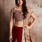 Rajwada Maroon Velvet Embroidered Semi-Stitched Lehenga With Unstitched Blouse For Women