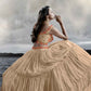 Rajwada Beige Chinon Art Silk Embellished Semi Stitched Lehenga With Unstitched Blouse For Women