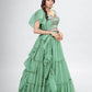 Rajwada Green Chiffon Embellished Stitched Lehenga With Stitched Blouse For Women