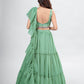 Rajwada Green Chiffon Embellished Stitched Lehenga With Stitched Blouse For Women