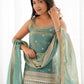 Rajwada Sea Green Silk Blend Embellished Kurta Set For Women